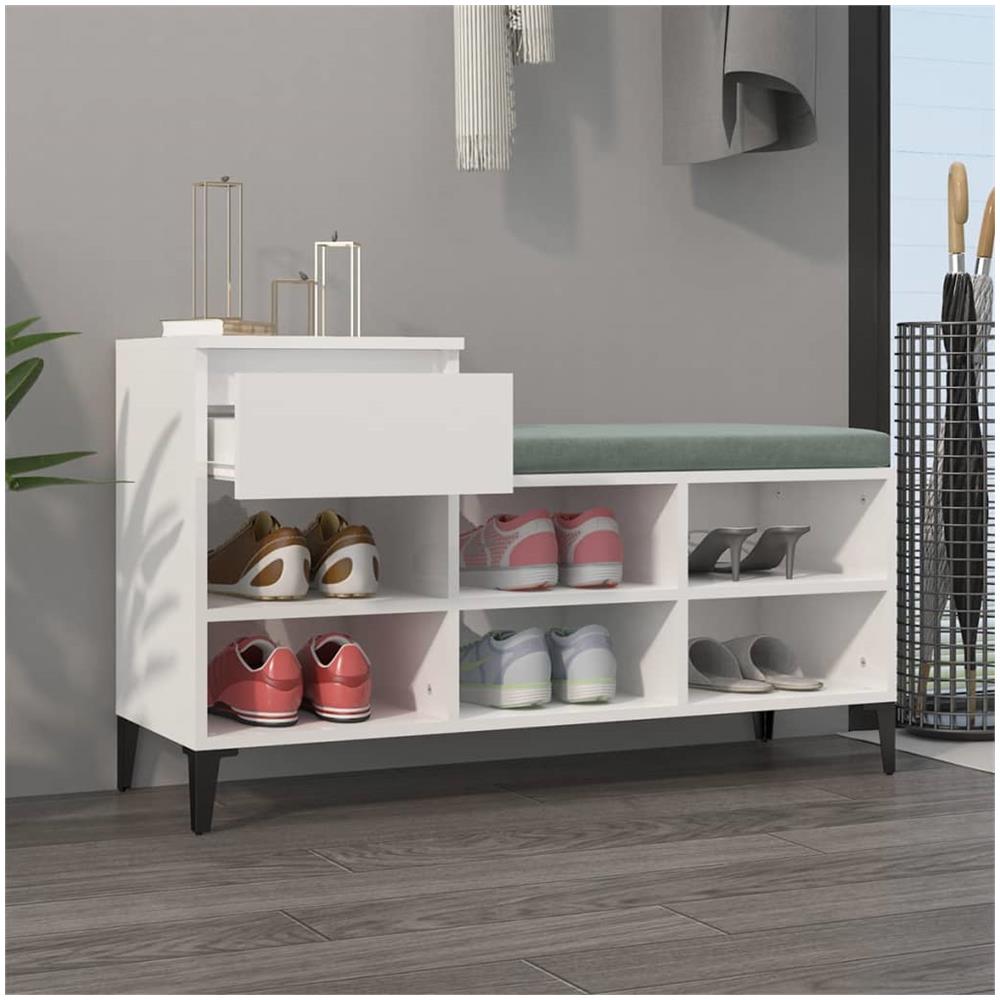 Scarpiera Bianco Lucido 102x36x60 Cm In Legno Multistrato - Foto 5
