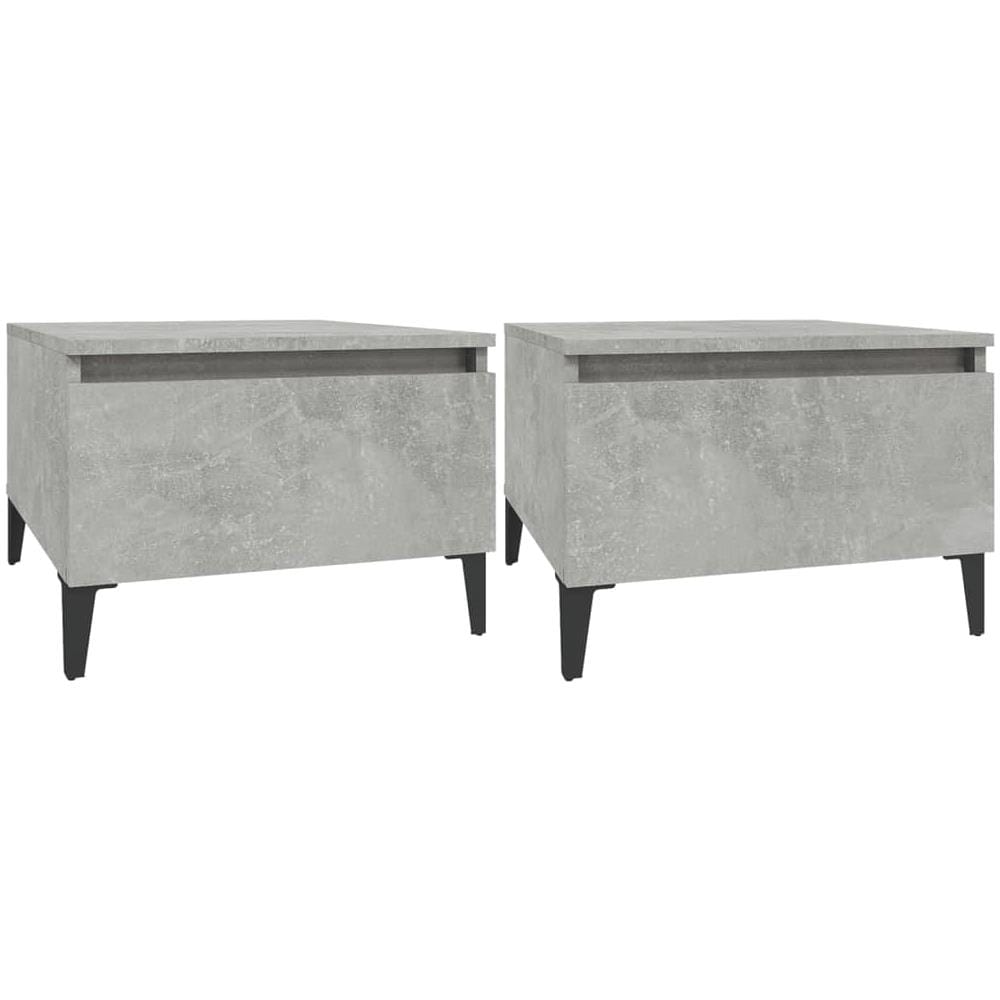 Tavolini 2pz Grigio Cemento 50x46x35 Cm In Legno Multistrato - Foto 2