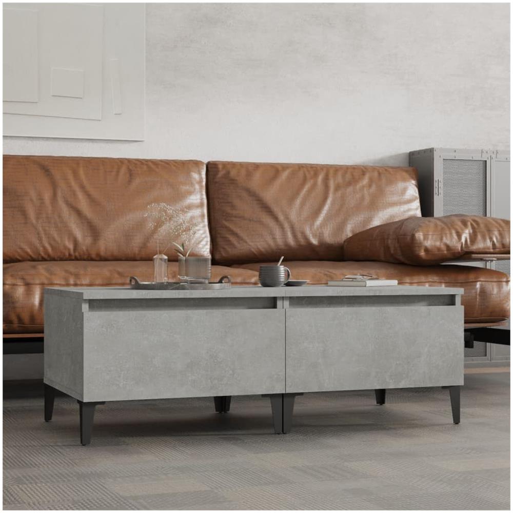 Tavolini 2pz Grigio Cemento 50x46x35 Cm In Legno Multistrato - Foto 1