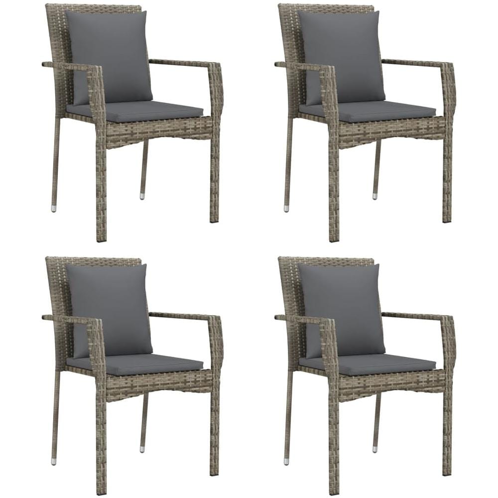 Sedie Da Giardino Con Cuscini 4 Pz In Polyrattan Grigie - Foto 1
