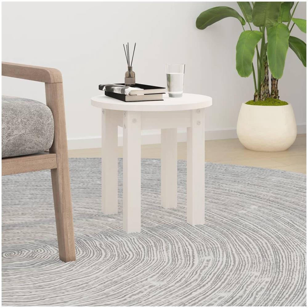 Tavolino Da Salotto Bianco 35x35 Cm In Legno Massello Di Pino - Foto 1