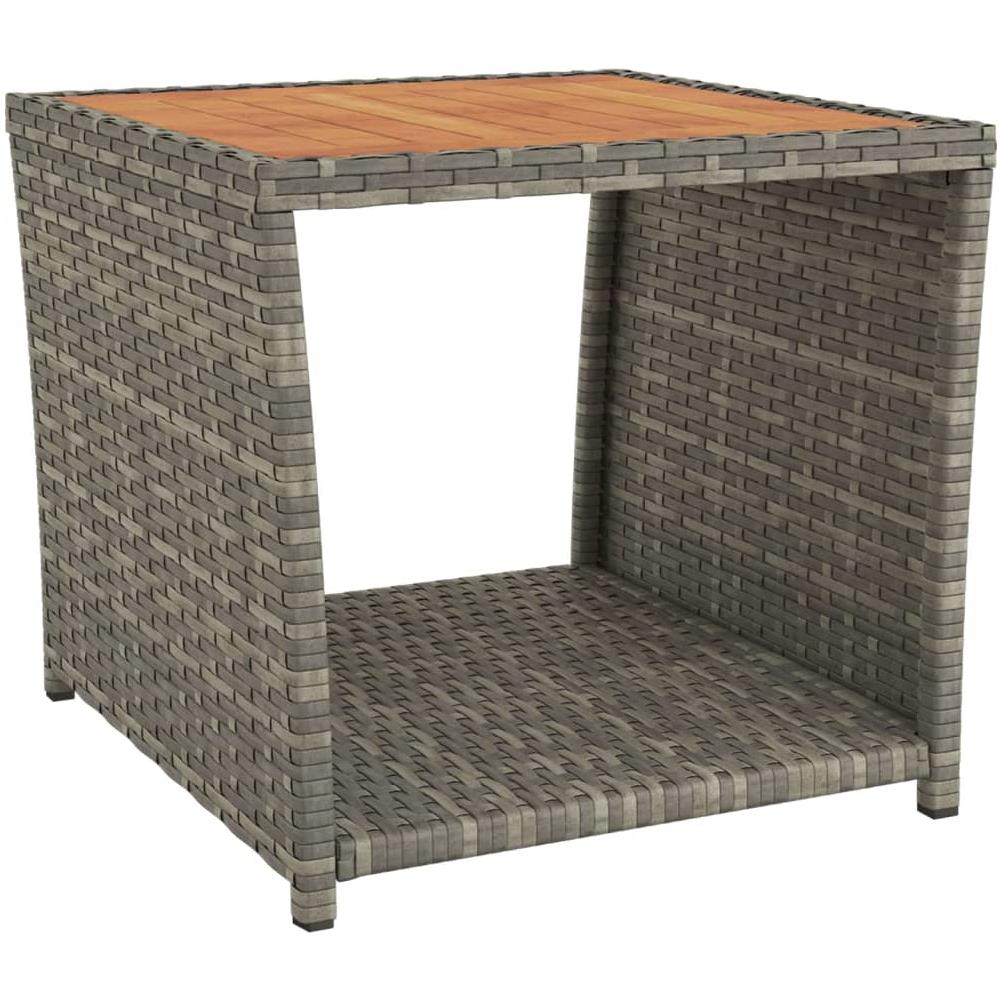 Tavolino Con Piano Legno Grigio Polyrattan E Massello Acacia - Foto 2