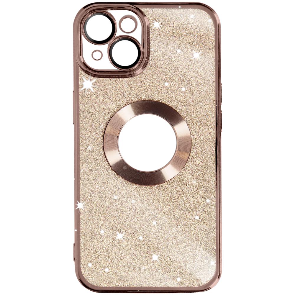 Cover Per Iphone 14 Plus Glitter Amovibile Silicone Gel Protecam Spark Rose Gold - Foto 1