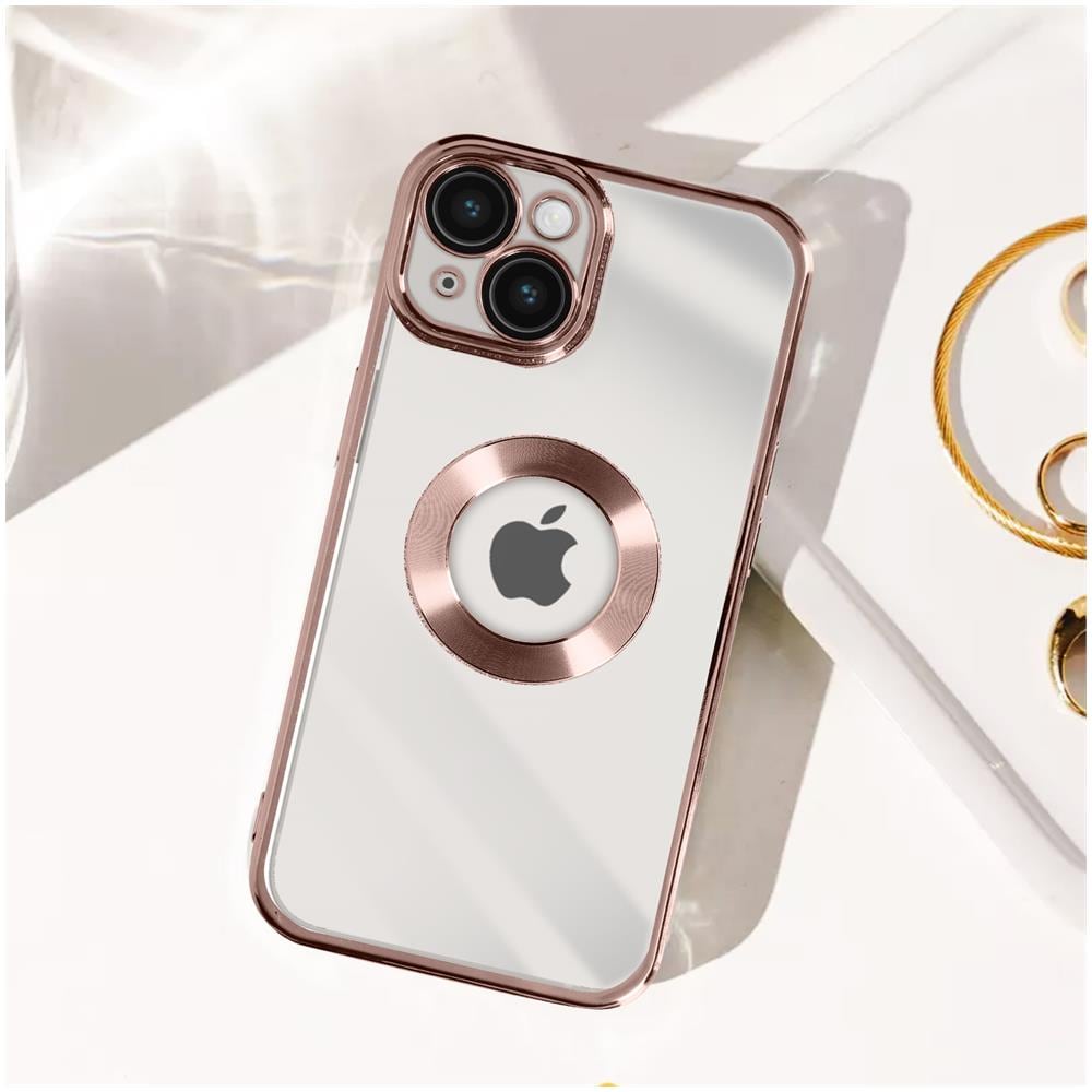 Cover Per Iphone 14 Plus Glitter Amovibile Silicone Gel Protecam Spark Rose Gold - Foto 5
