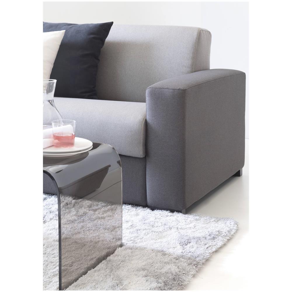Divano Fisso Mara, Divano A 3 Posti, 100% Made In Italy, Sofà Soggiorno, In Tessuto Imbottito, Con Braccioli Slim, Cm 200x95h90, Grigio E Antracite - Foto 3