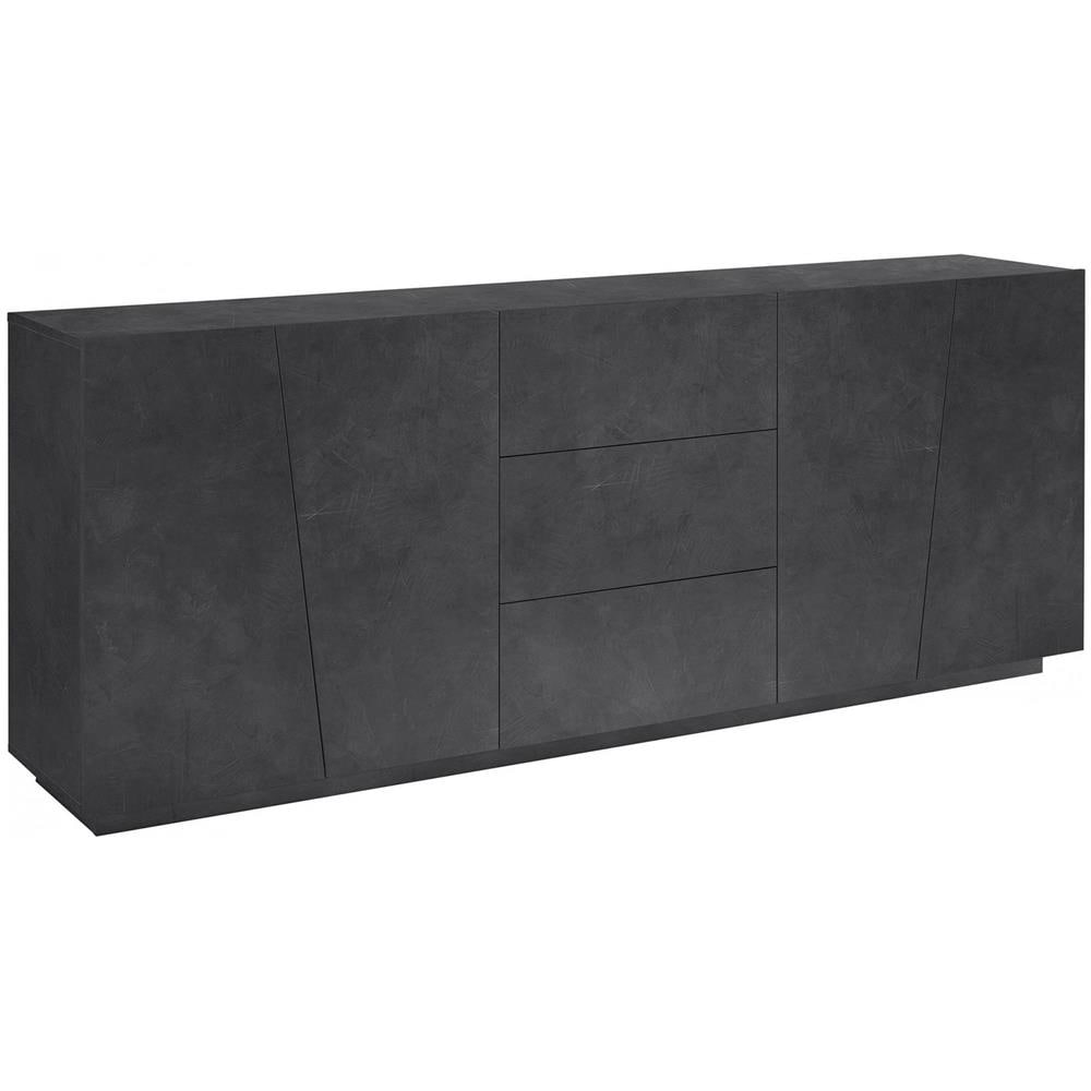 Credenza Sven, Madia Da Cucina A 4 Ante E 3 Cassetti, Buffet Da Soggiorno, 100% Made In Italy, Cm 220x43h86, Ardesia - Foto 2