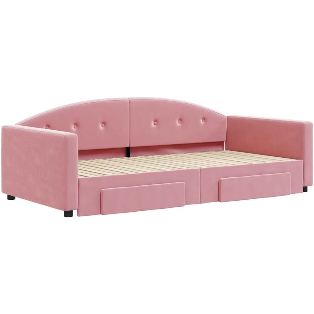 Divano Letto Estraibile Con Cassetti Rosa 100x200 Cm Velluto - Foto 3