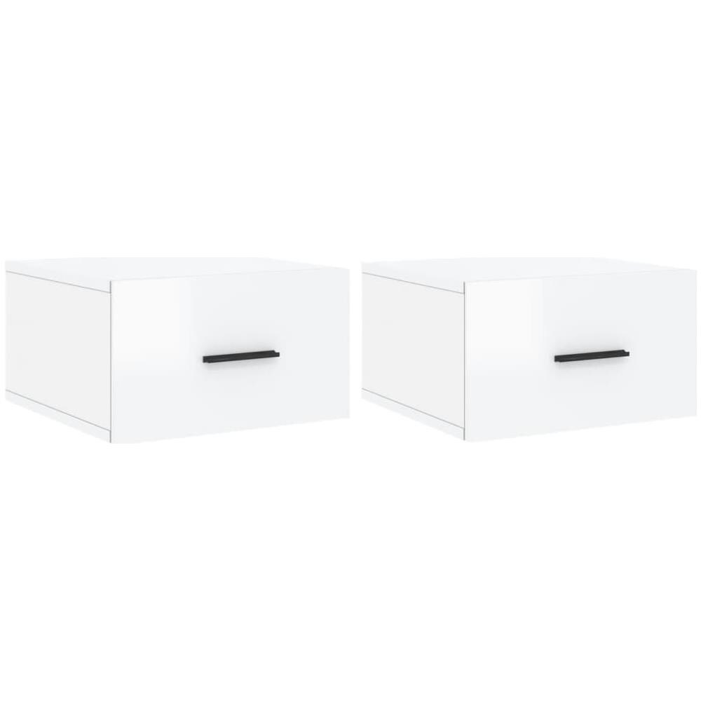 Comodini A Muro 2 Pz Bianco Lucido 35x35x20 Cm - Foto 2