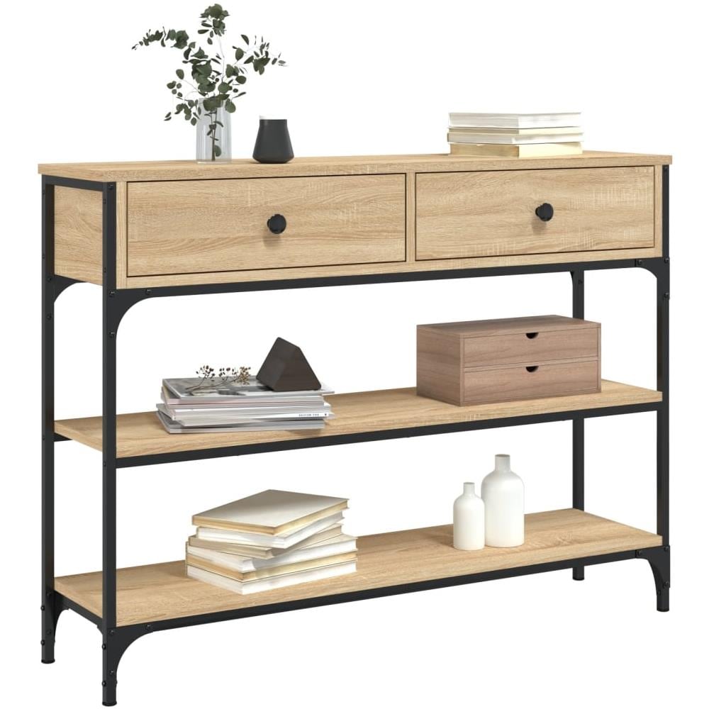 Tavolo Consolle Rovere Sonoma 100x25x75 Cm In Legno Multistrato - Foto 3