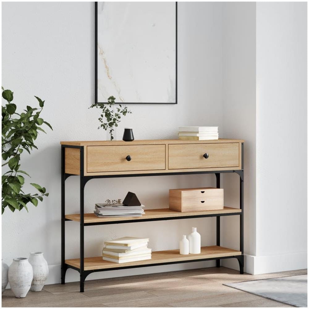Tavolo Consolle Rovere Sonoma 100x25x75 Cm In Legno Multistrato - Foto 1