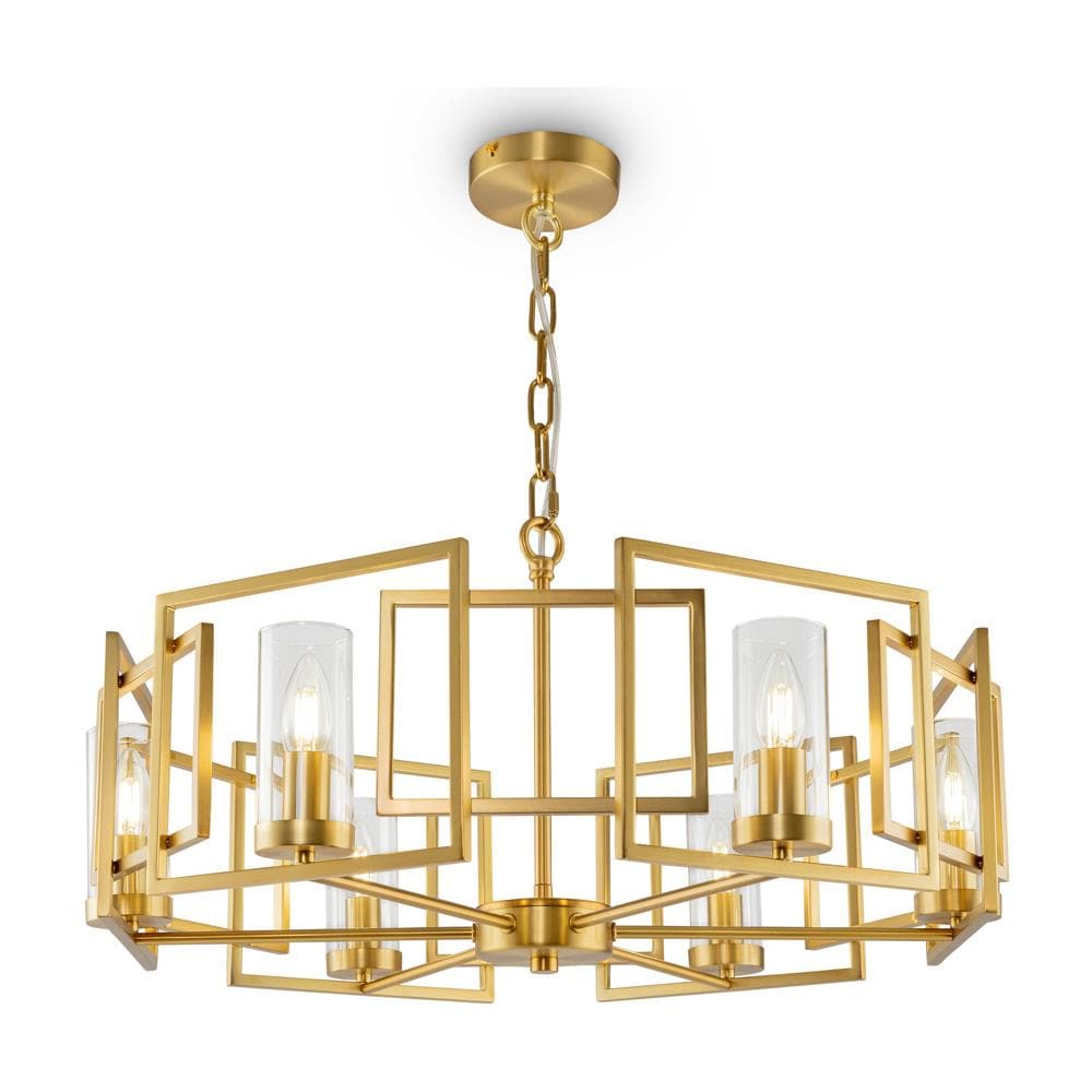 Lampadario Contemporaneo Bowi Struttura In Metallo Colore Oro 6 Luci - Foto 1