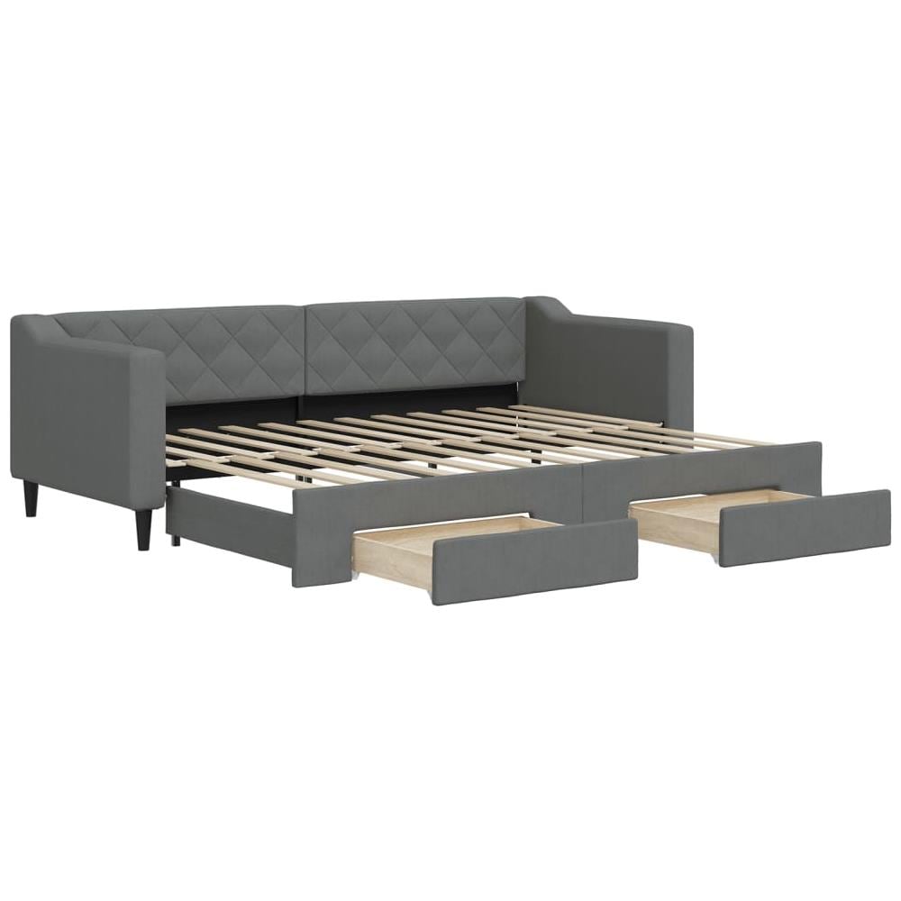 Divano Letto Estraibile Cassetti Grigio Scuro 80x200cm Tessuto - Foto 1