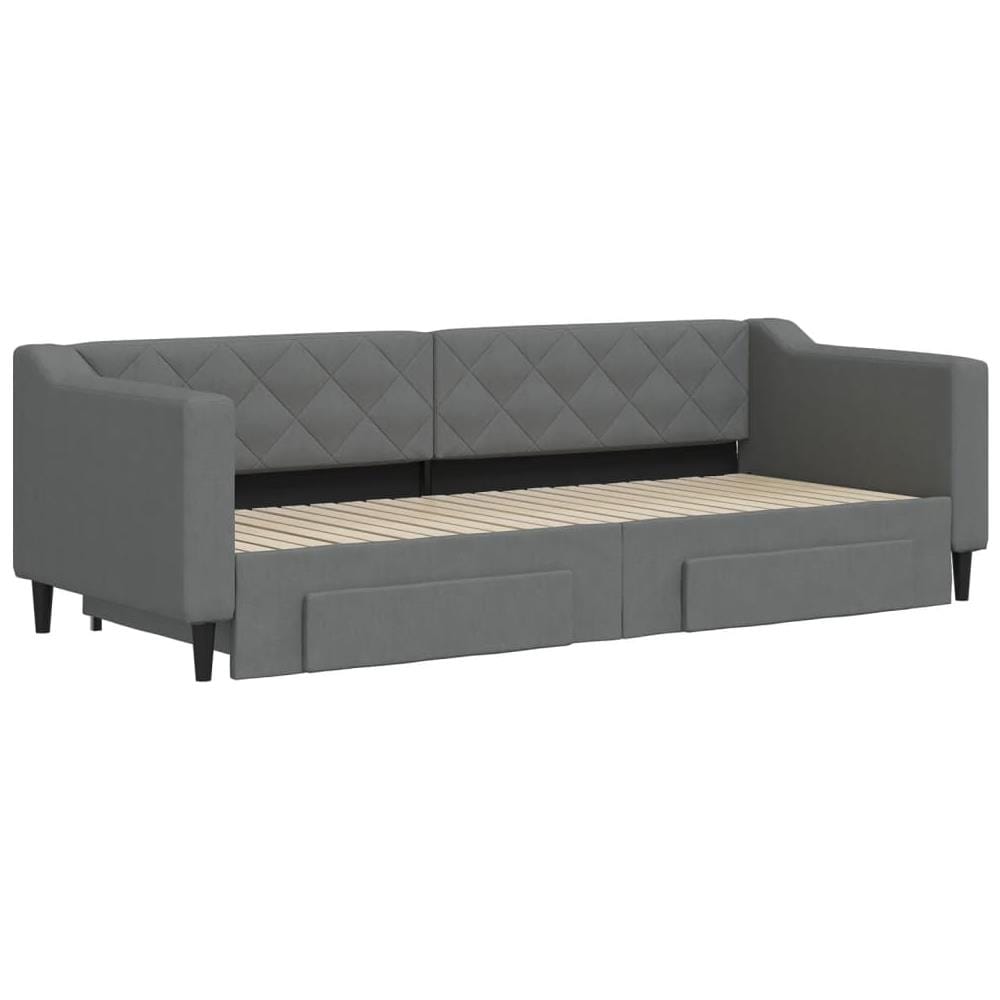 Divano Letto Estraibile Cassetti Grigio Scuro 80x200cm Tessuto - Foto 2