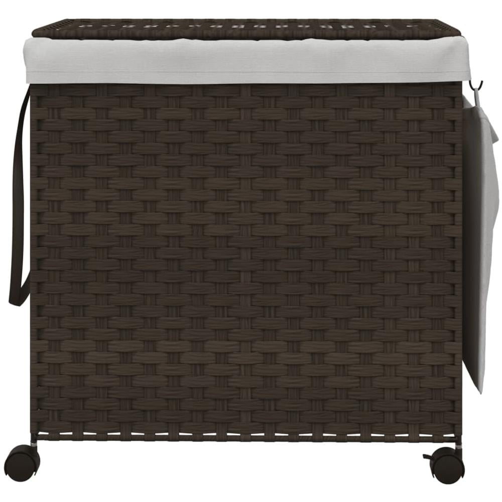 Cesto Portabiancheria Ruote Marrone Scuro 60x35x60,5 Cm Rattan - Foto 3