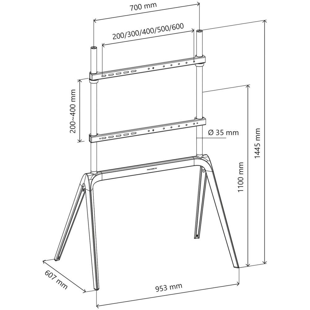 STAFFA PAVIMENTO PER TV 55-86 LOAD 60KG 600X400 BIANCO METAL - Foto 1