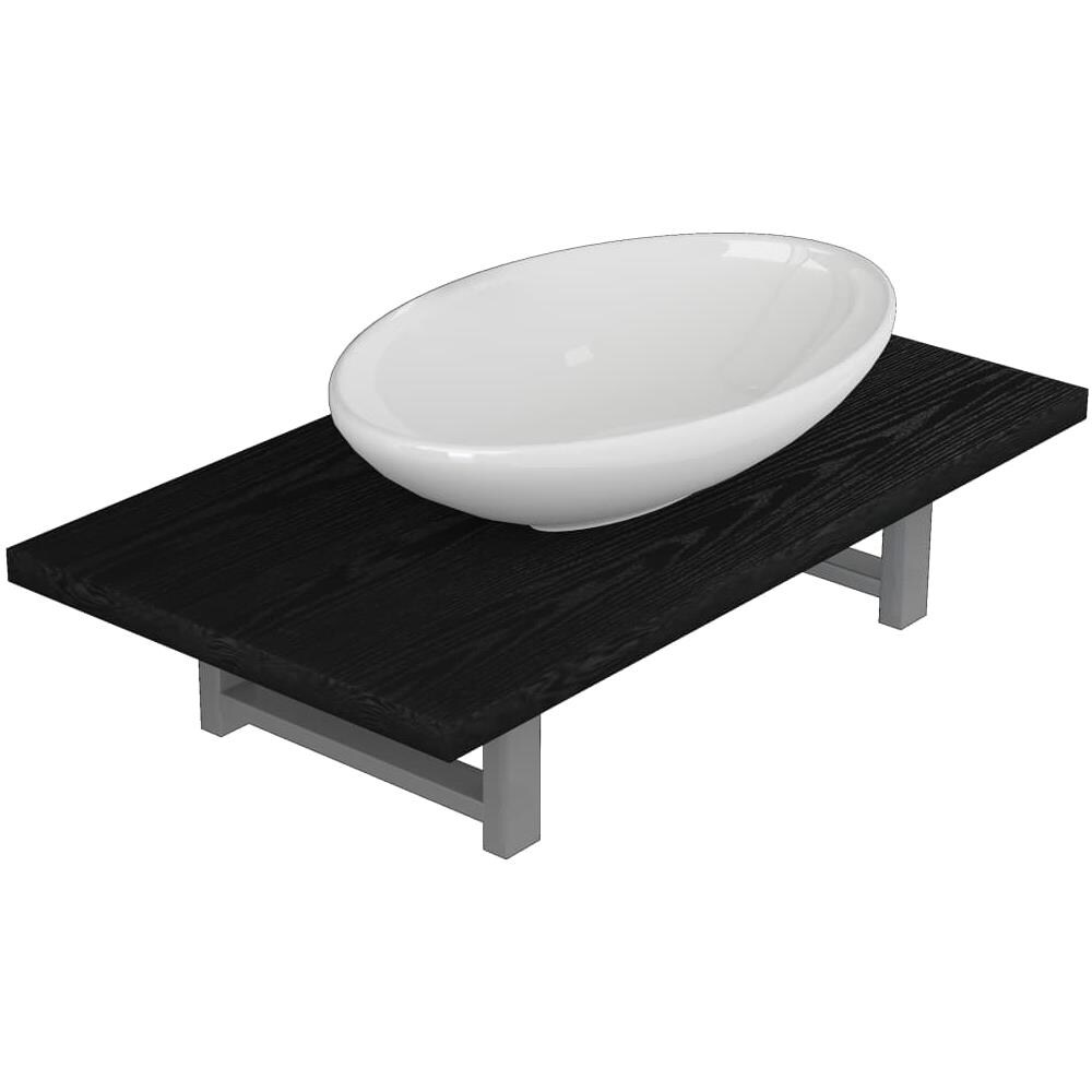 Set Mobili Da Bagno 2 Pz Ceramica Nero - Foto 1