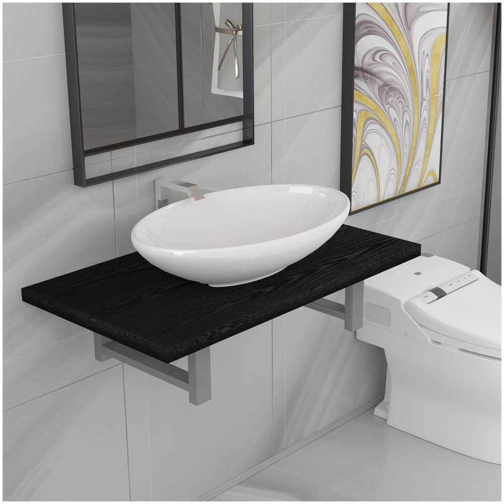Set Mobili Da Bagno 2 Pz Ceramica Nero - Foto 2