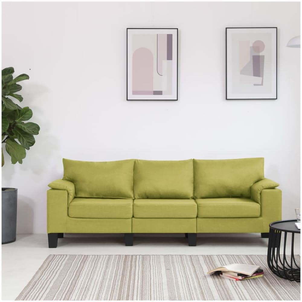 Divano A 3 Posti Verde In Tessuto - Foto 1