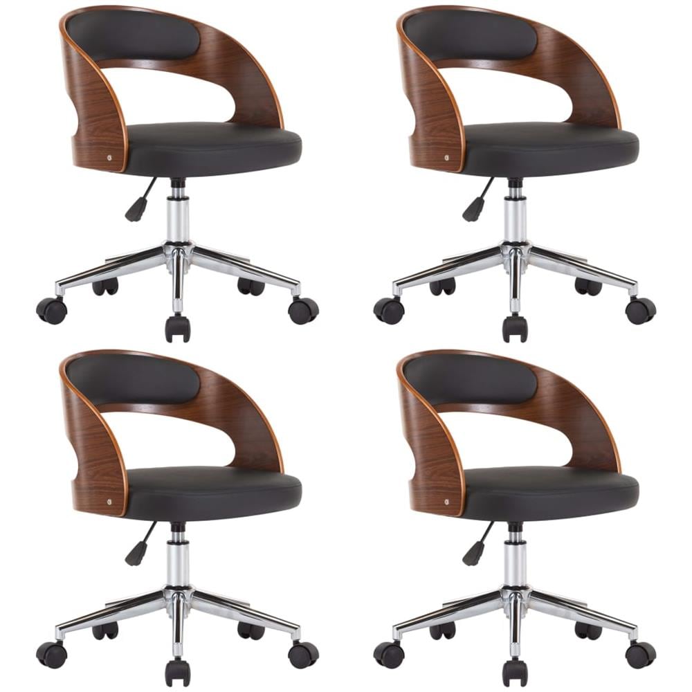 Sedie Da Pranzo Girevoli 4 Pz Nere In Legno Curvo E Similpelle - Foto 2