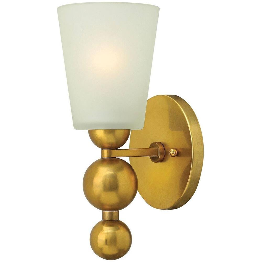Paralume In Vetro Ottone Vintage Con 1 Luce Da Parete, Attacco E27 - Foto 1