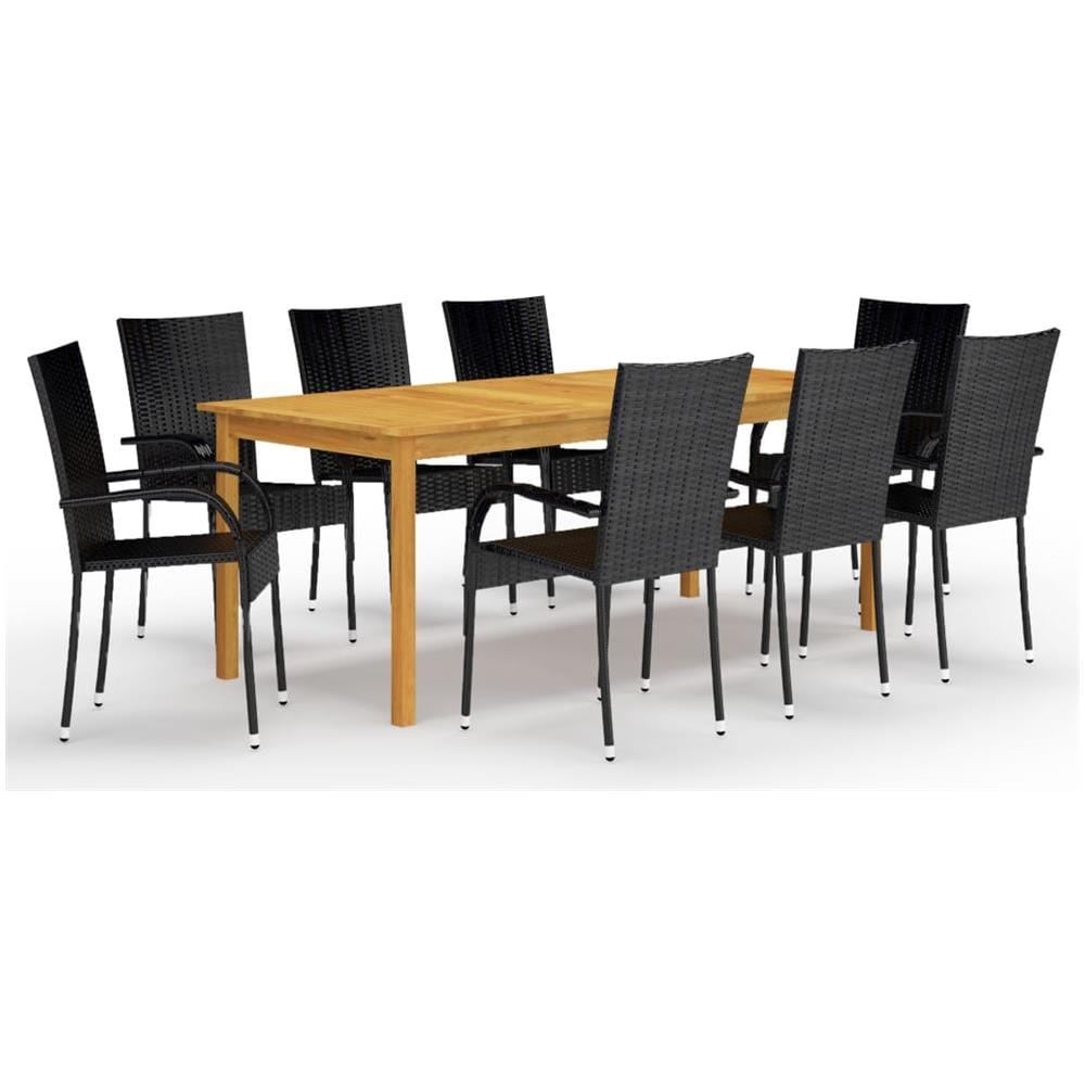 Set da Pranzo da Giardino 9 pz Nero - Foto 1