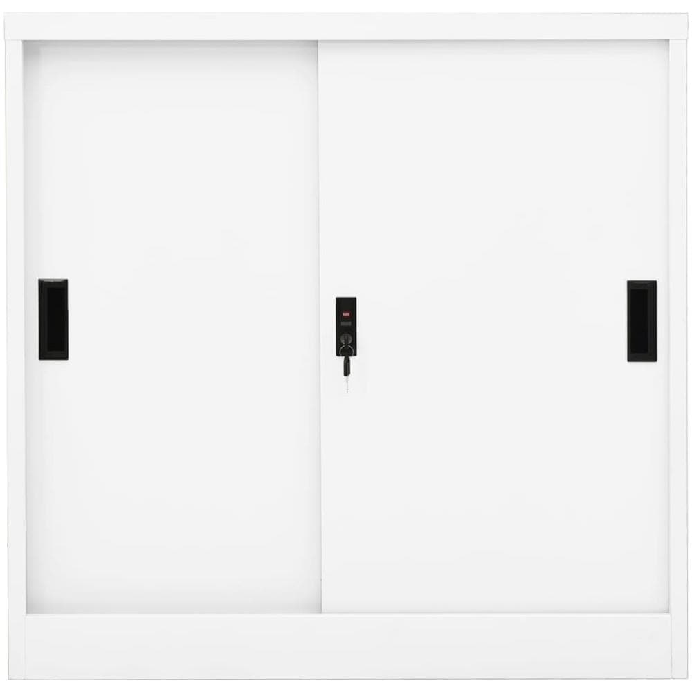 Armadio per Ufficio Anta Scorrevole Bianco 90x40x90cm Acciaio - Foto 3