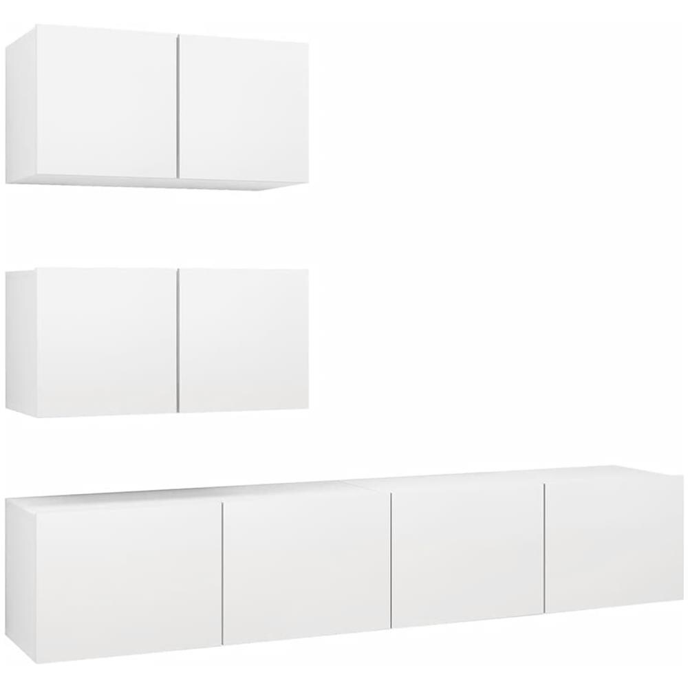 Set Mobili Porta TV 4 pz Bianco in Legno Multistrato - Foto 1