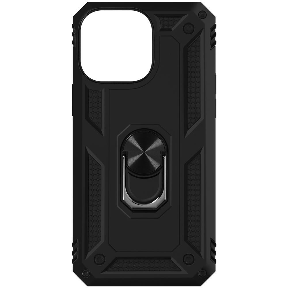 Cover Iphone 14 Pro Anti-urto Ibrida Anello Sostegno Funzione Supporto Nera - Foto 1