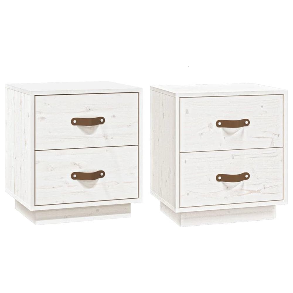 Comodini Bianchi 2 Pz 40x34x45 Cm In Legno Massello Di Pino - Foto 2