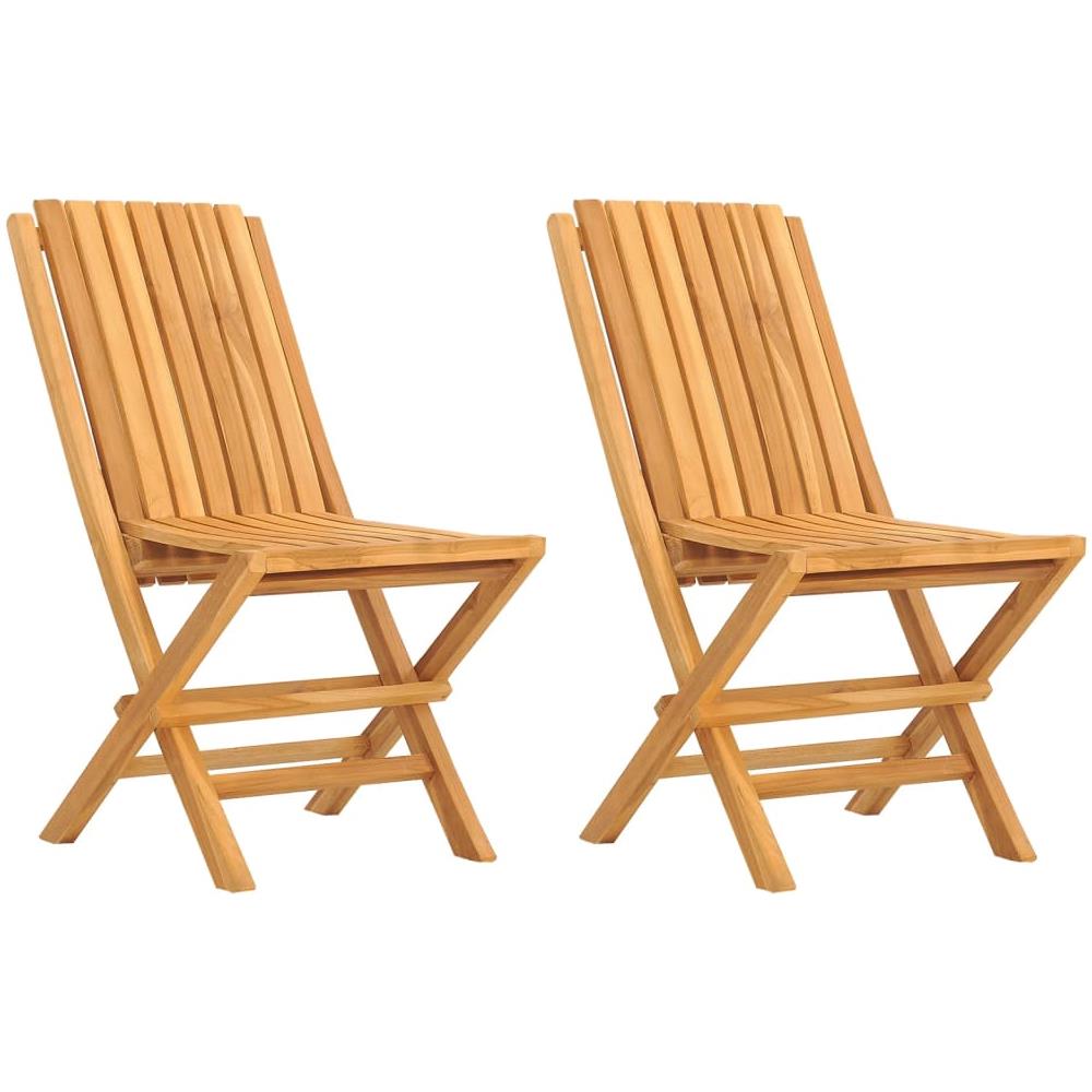 Sedie Da Giardino Pieghevoli 2pz 47x47x89cm Legno Massello Teak - Foto 1