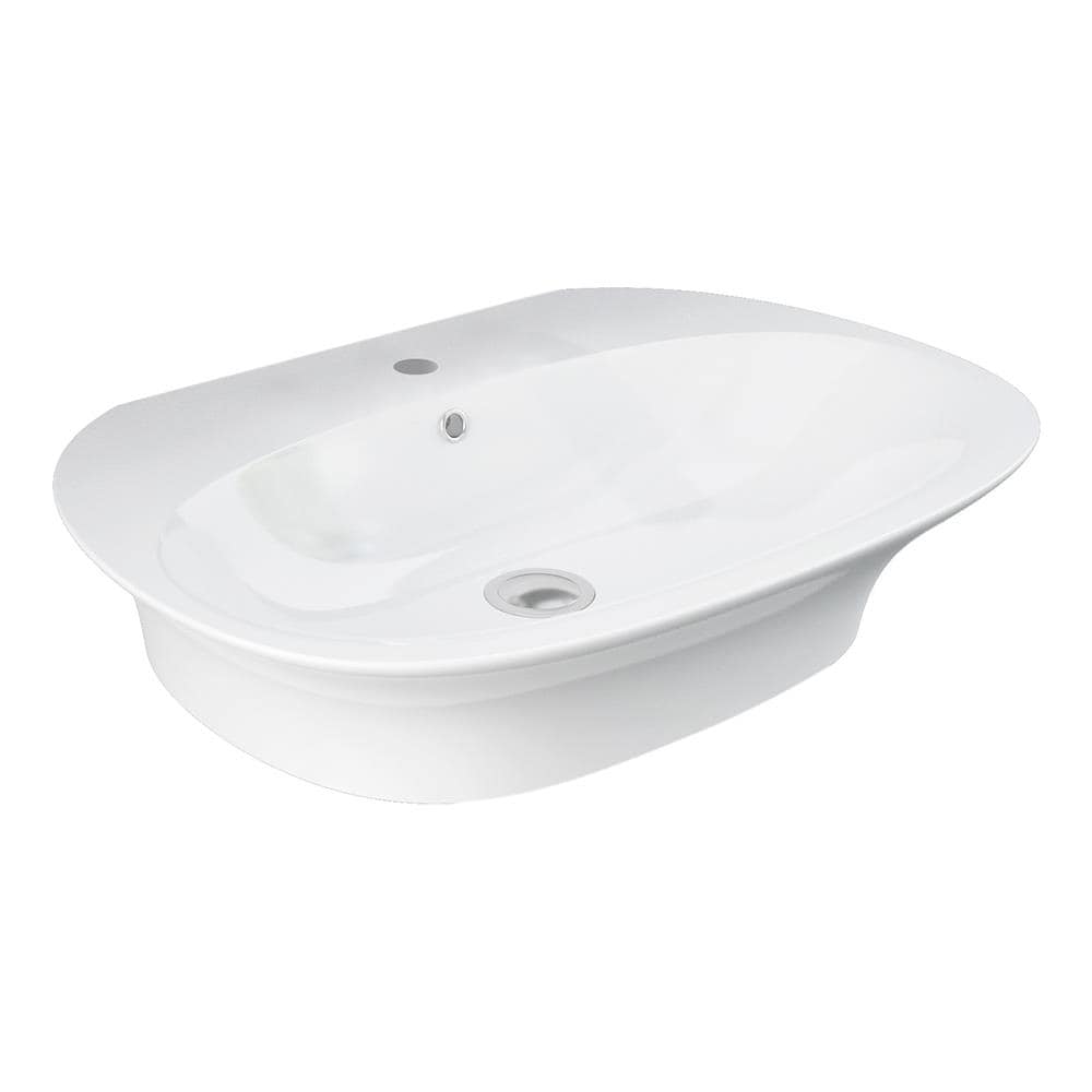 Lavabo Sospeso In Ceramica Bianco Cm 60 Con Foro Rubinetto Sensation - Rak Ceramics - Foto 2