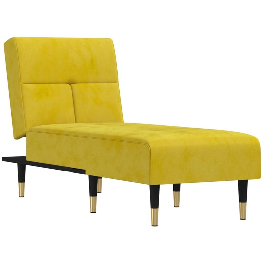 Chaise Longue In Velluto Giallo - Foto 2