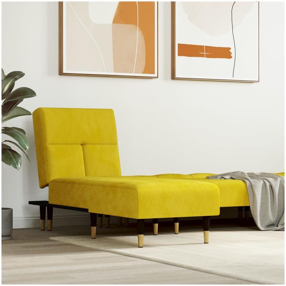 Chaise Longue In Velluto Giallo - Foto 1