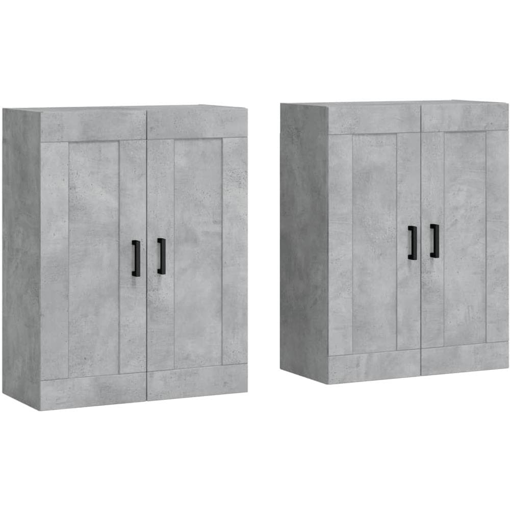 Armadietti A Parete 2 Pz Grigio Cemento In Legno Multistrato - Foto 2