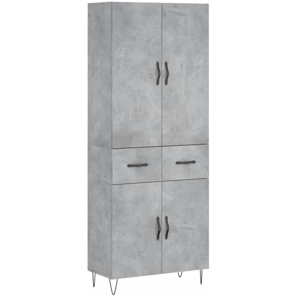 Credenza Grigio Cemento 69,5x34x180 Cm In Legno Multistrato - Foto 2