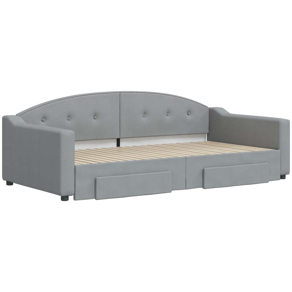 Divano Letto Estraibile Cassetti Grigio Chiaro 100x200 Tessuto - Foto 2