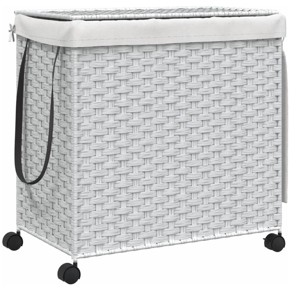 Cesto Portabiancheria Con Ruote Bianco 60x35x60,5 Cm Rattan - Foto 2