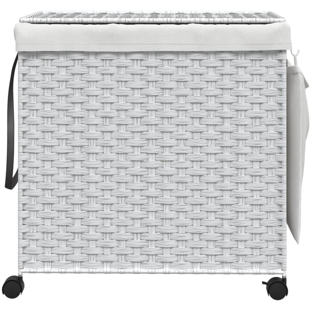 Cesto Portabiancheria Con Ruote Bianco 60x35x60,5 Cm Rattan - Foto 3