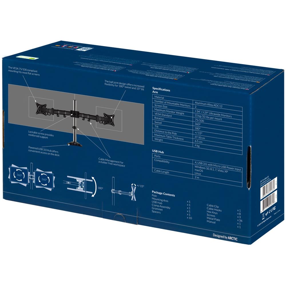 Z2 Pro (Gen 3) supporto da tavolo per Tv a schermo piatto 86,4 cm (34") Scrivania Nero - Foto 16