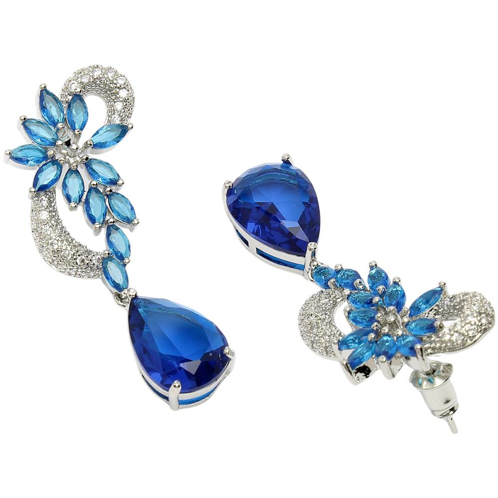 Orecchini Pendenti Floreali Moderni con Zirconi Collezione Diva - Foto 2