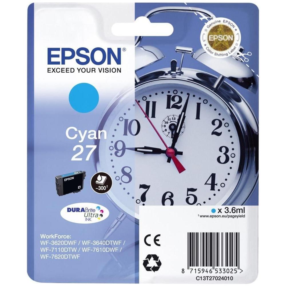 C13T27024022 Cartuccia Ink Originale Ciano per WorkForce Pro WF-3640DTWF Capacità 300 Pagine - Foto 2
