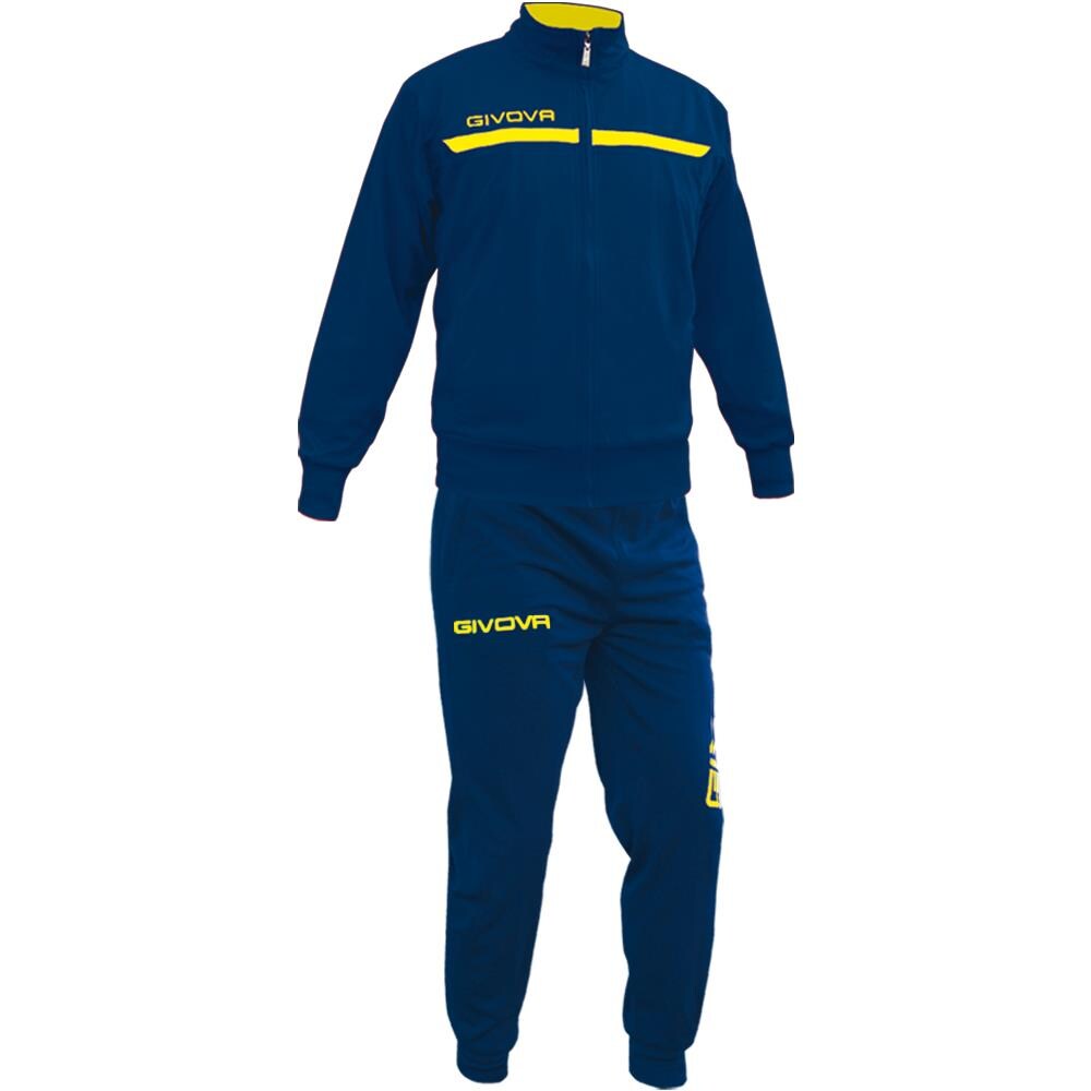 Tuta Givova One Full Zip - Completo Di Giacca A Manica Lunga E Pantalone Di Colore Blu / giallo Taglia M - Foto 1