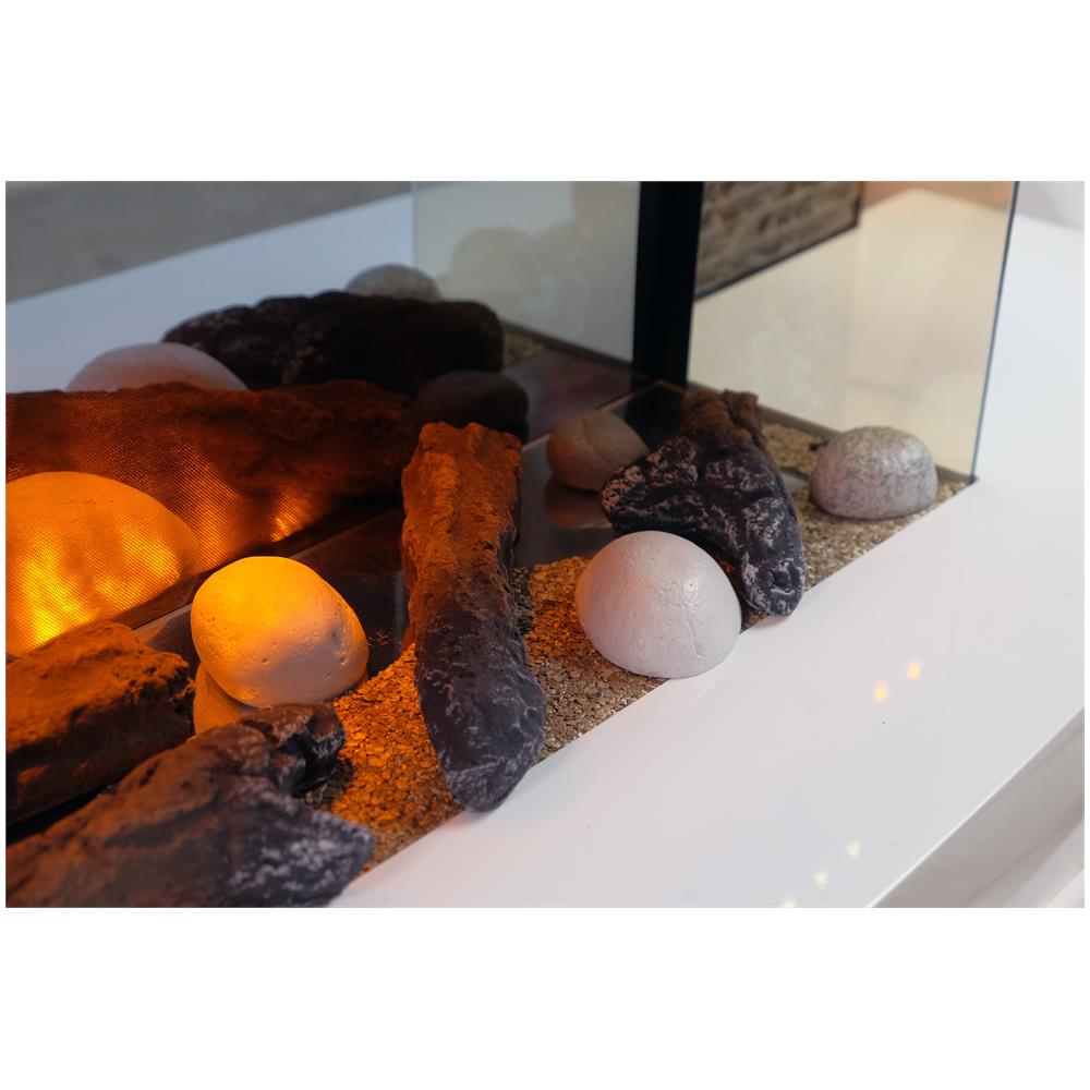 Chemin Arte 146 Camino Elettrico Decorativo Con Effetto Fiamma A Led Da 2000w, Bianco E Vetro - Foto 2