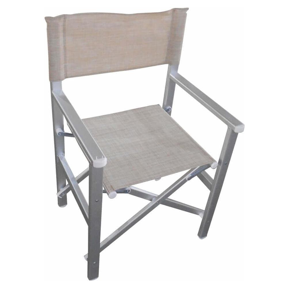 Poltrona Sedia Regista Textilene Bianca Per Campeggio Spiaggia Mare Piscina Giardino Esterno - Foto 1