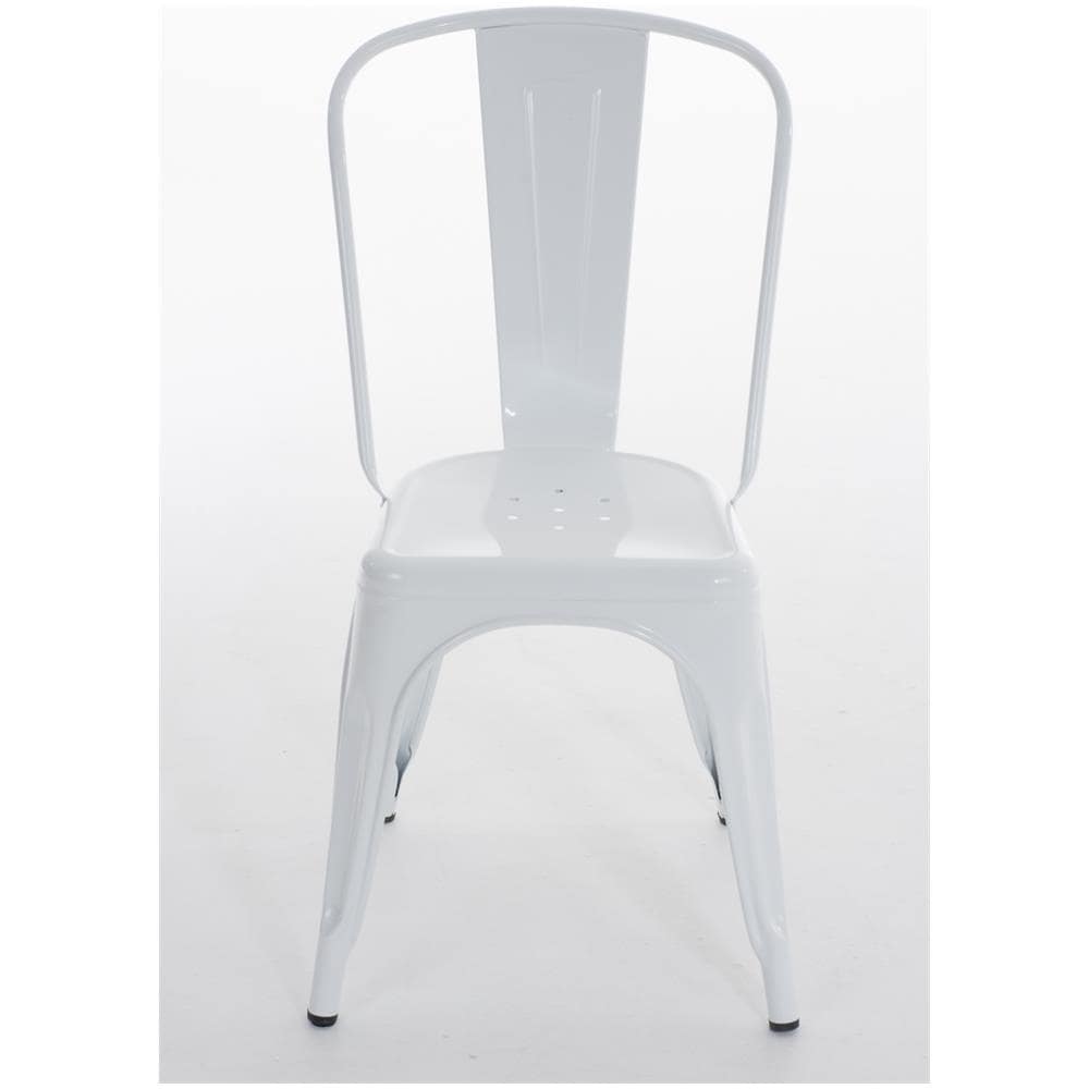 Sedia Impilabile in Metallo Benedikt - Sedia Bar o Cucina Stile Industria - Sedia Pranzo Design Scandinavo Laccata con Alto Schienale I Altezza Seduta 46 cm I Portata Max 200 kg Bianco - Foto 2