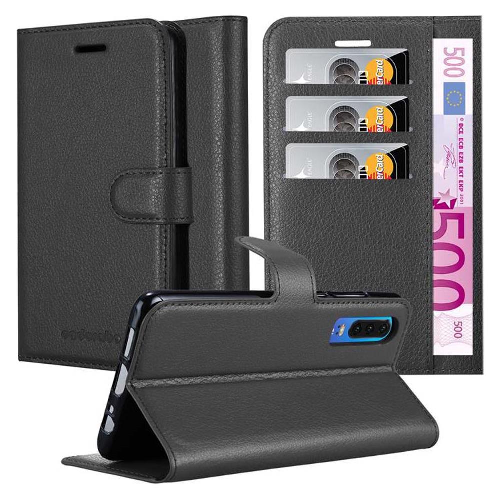 Custodia Compatibile Con Huawei P30 In Nero Carbone - Coperchio Protettiva Con Chiusura Magnetica, Funzione Stand E Tasca Per Le Carte - Foto 1