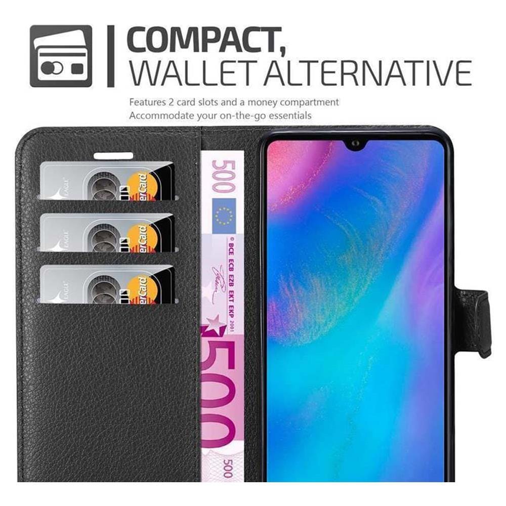 Custodia Compatibile Con Huawei P30 In Nero Carbone - Coperchio Protettiva Con Chiusura Magnetica, Funzione Stand E Tasca Per Le Carte - Foto 6