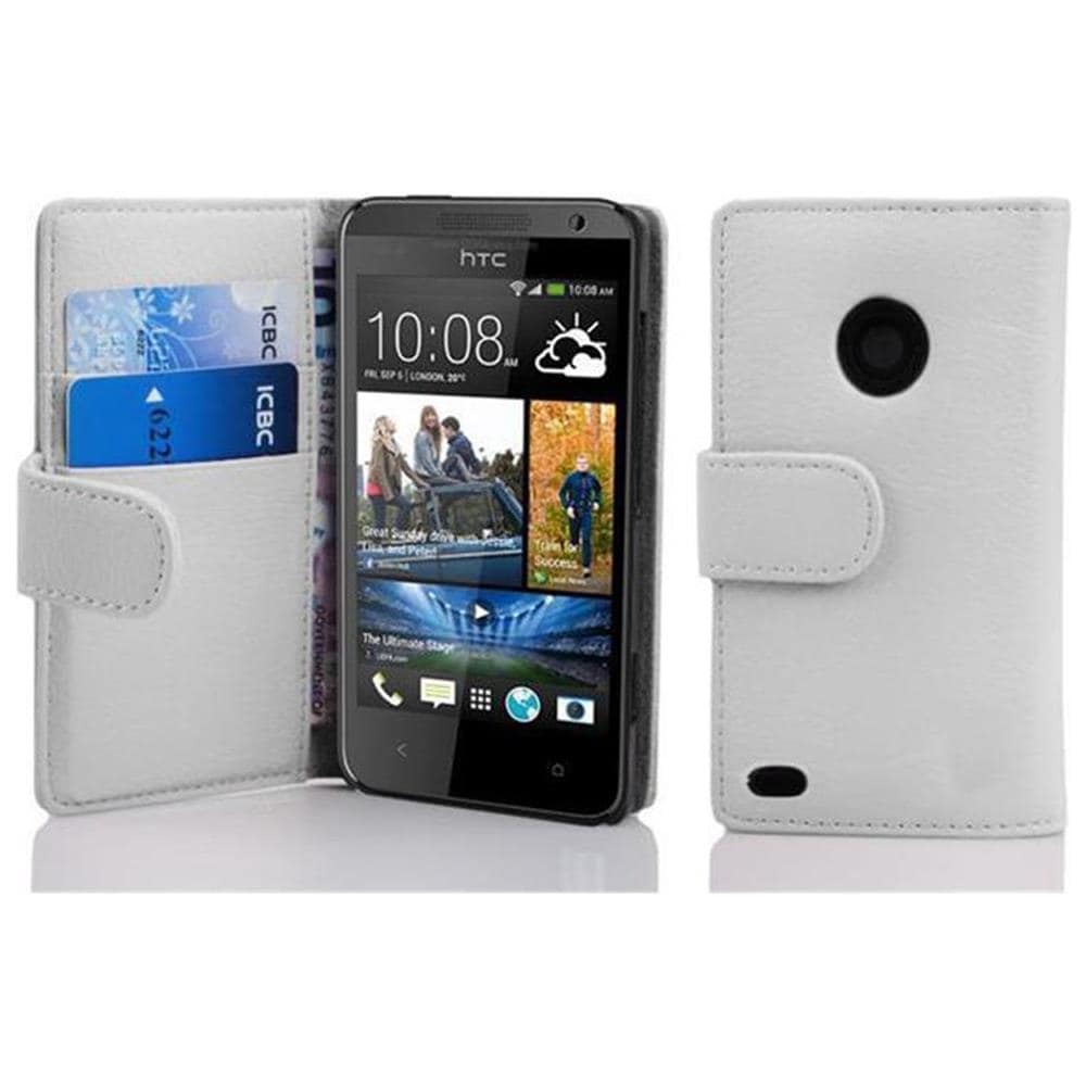 Cadorabo Custodia Compatibile Con Htc Desire 300 In Magnesio Bianco - Coperchio Protettivo In Ecopelle Testurizzata E Tasca Per Carte Di Credito - Foto 1