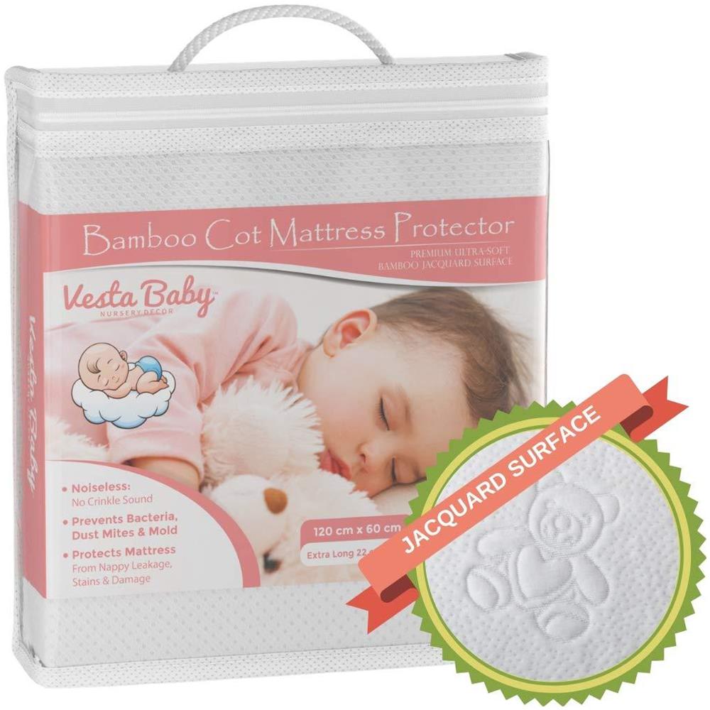 Premium Culla Protezione Materasso Noiseless Impermeabile Rilievo Coperchio Montato Foglio Di Bamb Naturale Silenzioso Topper Per Neonati E Bambino Culla Letti 60 X 120 Cm - Foto 1