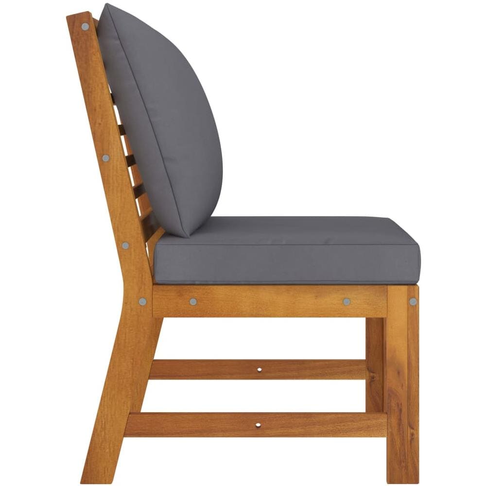 Divano Centrale Modulare Cuscini Grigio Scuro Massello Acacia - Foto 2